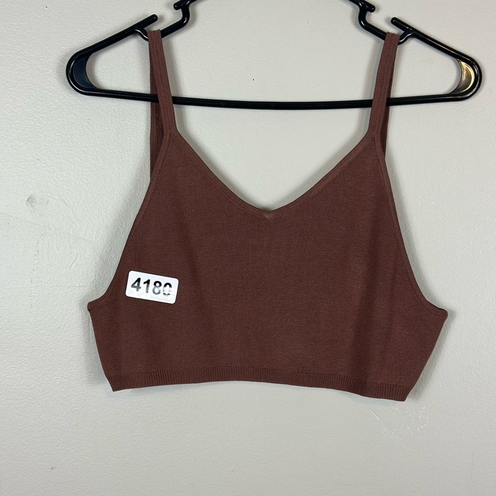 Scoop xlarge 16-18 brown nwot 16p2p13” length cropped tank too ribbed knit